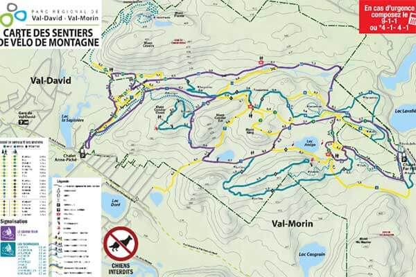 Cross Country Skiing in the Laurentians, Parc régional de Val-David-Val-Morin map